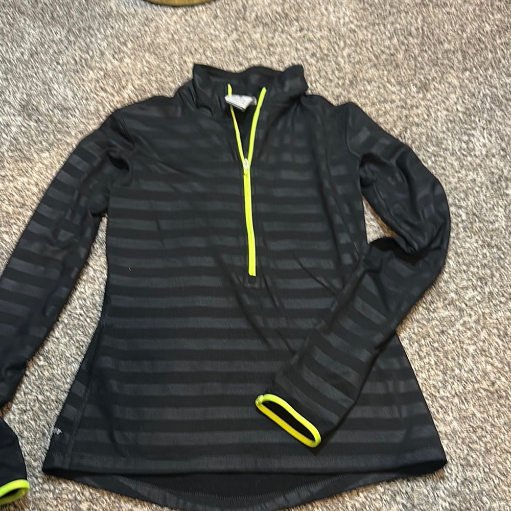 Nike Women’s Black and Neon Yellow Striped Pullover Size S